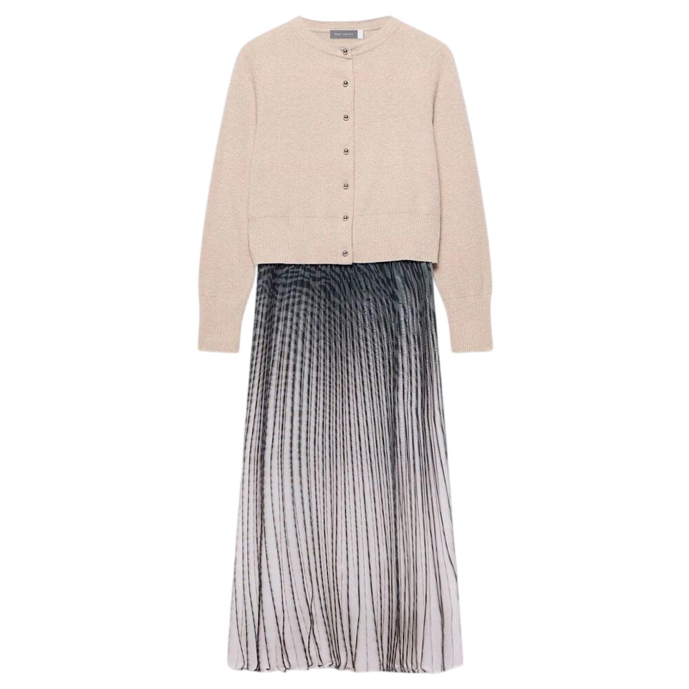 Mint Velvet Neutral Knit Layered Midi Dress